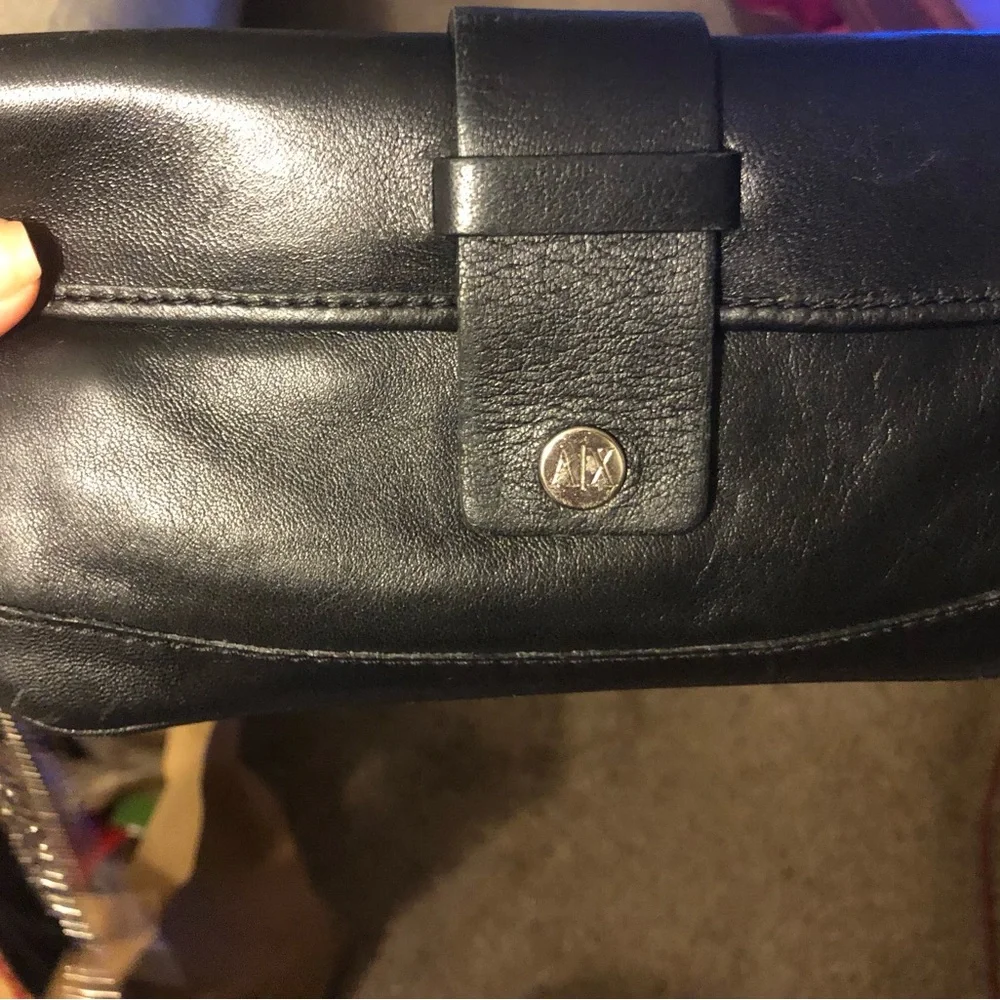 Armani Exchange Women’s Leather Wristlet Cosmetic Makeup Mirror Bag